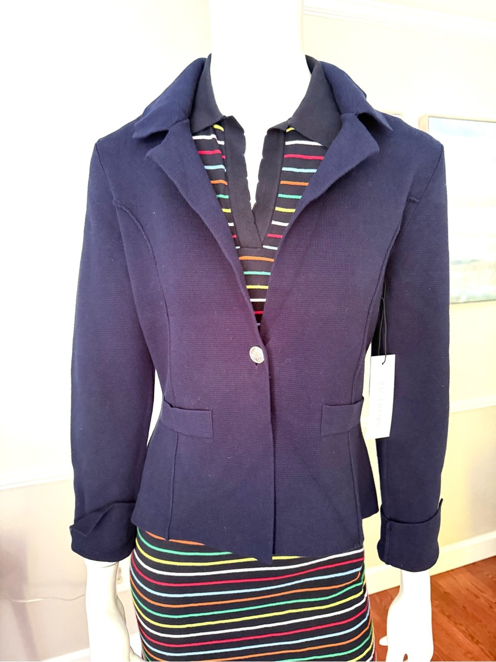Rachel Zoe Navy Single-Button Tailored Blazer